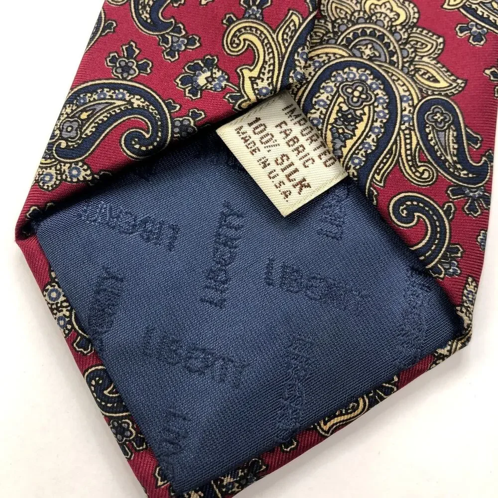 Liberty 100% Silk Neck Tie Men’s Paisley Red 57-in By 3.25 In